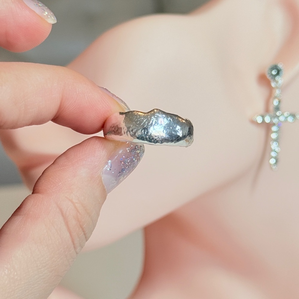 S925 Trendy Textured Silver Ring - Picture 3 of 9
